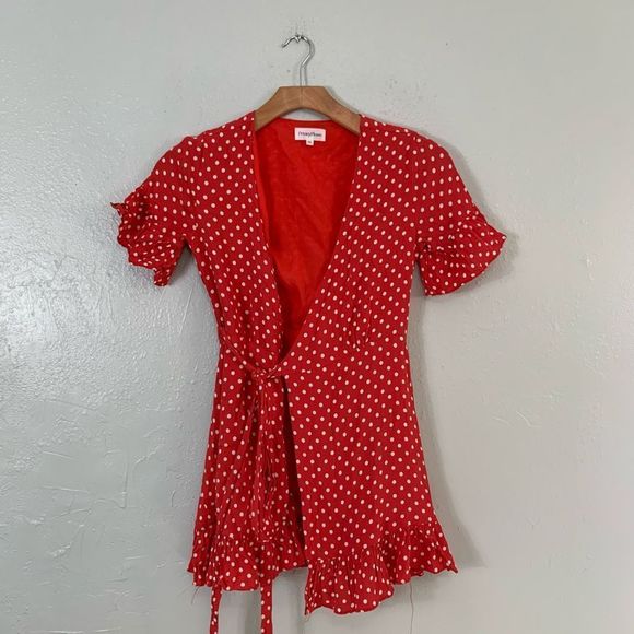 Revolve privacy please polka dot wrap mini dress - Picture 4 of 8